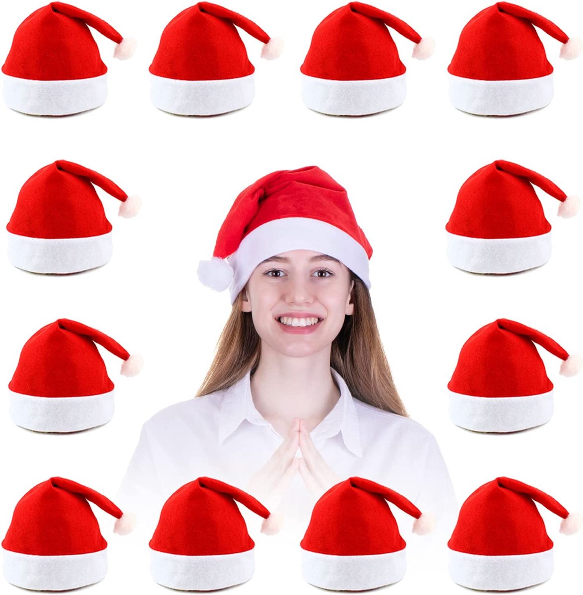 12 Stuks Kerstmuts |Merry Christmas |100% Polyester luxe kerstmuts voor kinderen | Kerstmutsen